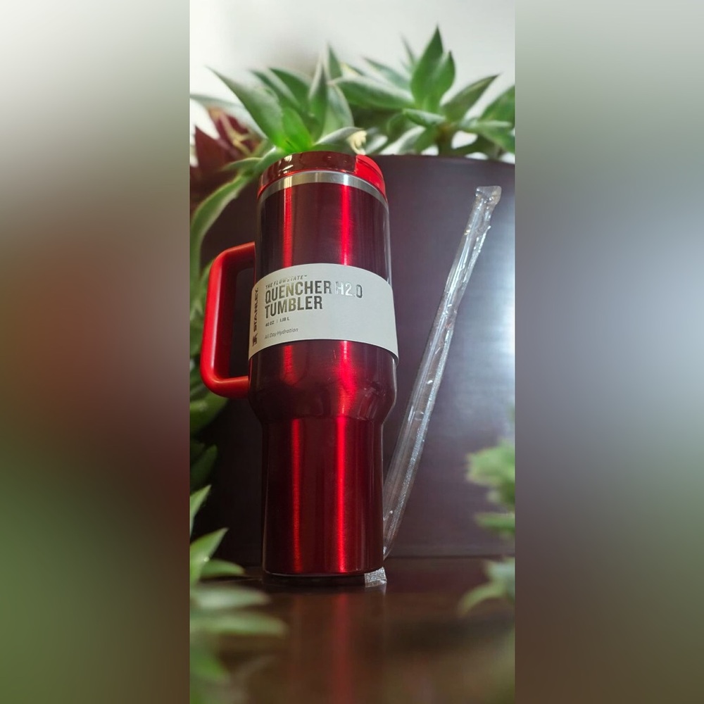 Red Insulated Stanley Starbucks Travel Mug with Straw